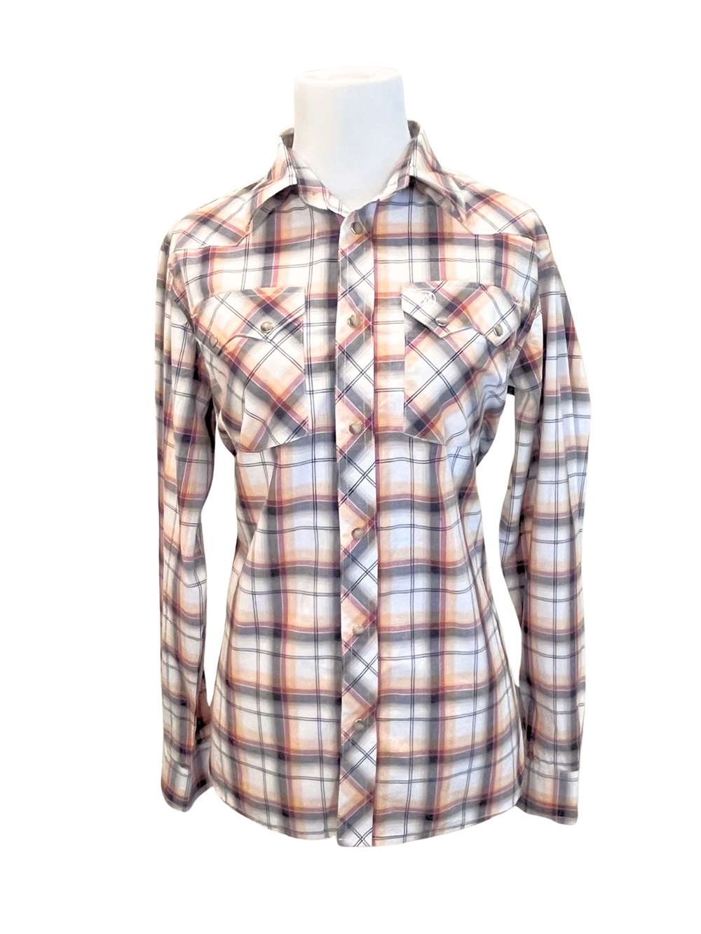WRANGLER RETRO | Premium Plaid Stone Snap Button-Down Shirt - White, Tan, Black
